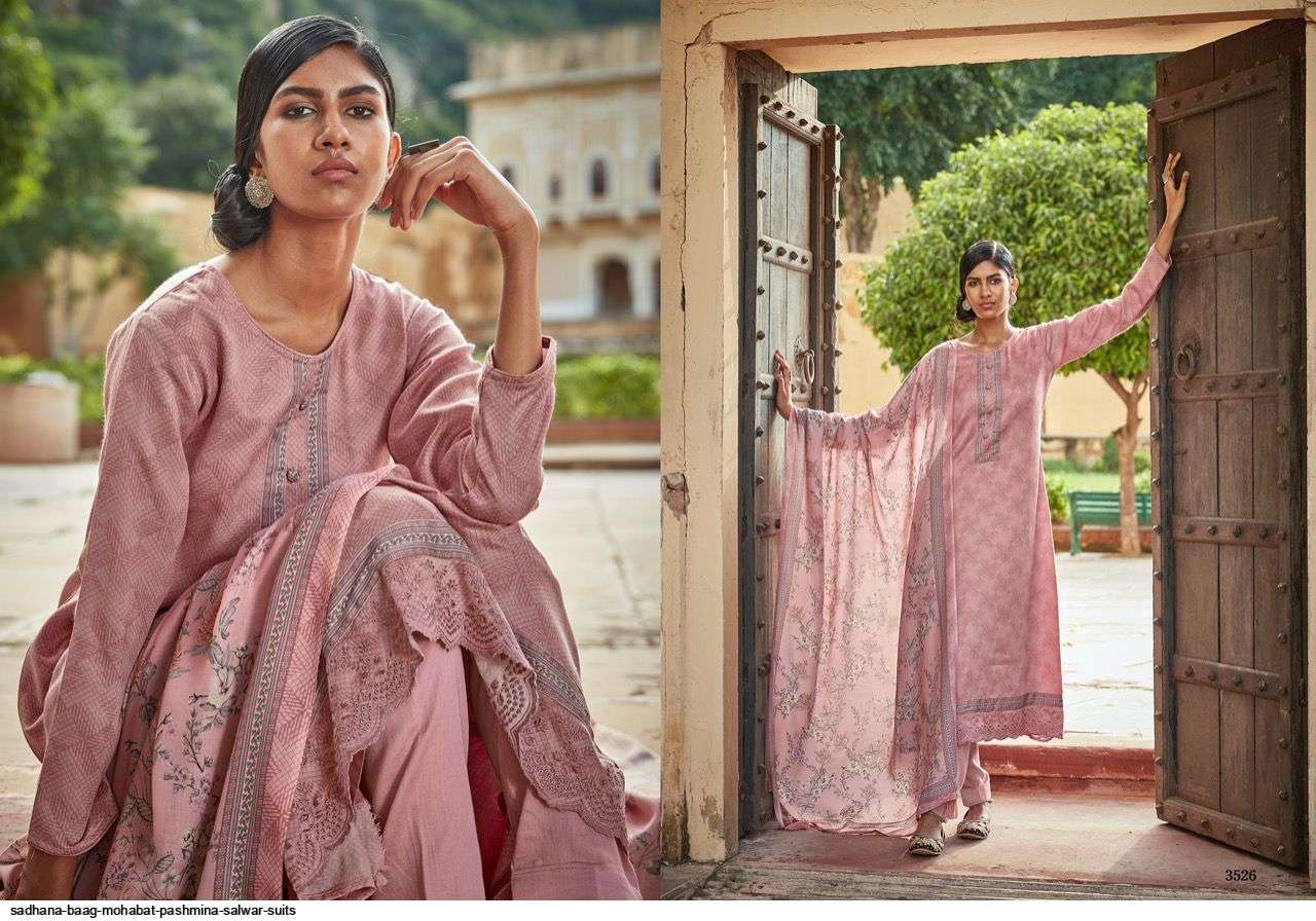 BAAG E MOHABBAT BY SADHANA FASHION 3526 TO 3535 SERIES INDIAN SUITS BEAUTIFUL FANCY COLORFUL STYLISH PARTY WEAR & OCCASIONAL WEAR PURE PASHMINA DRESSES AT WHOLESALE PRICE
