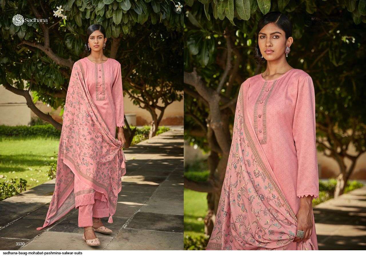 BAAG E MOHABBAT BY SADHANA FASHION 3526 TO 3535 SERIES INDIAN SUITS BEAUTIFUL FANCY COLORFUL STYLISH PARTY WEAR & OCCASIONAL WEAR PURE PASHMINA DRESSES AT WHOLESALE PRICE