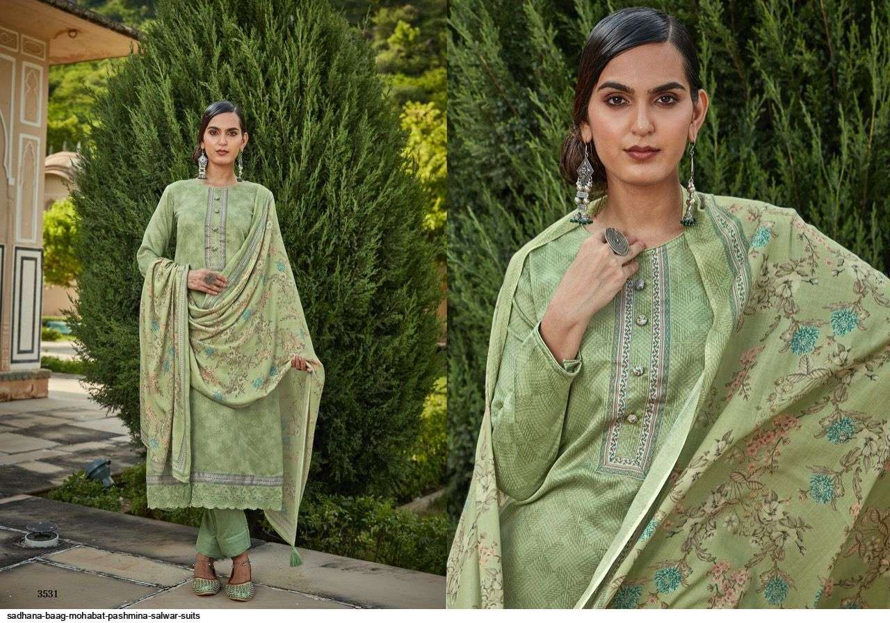 BAAG E MOHABBAT BY SADHANA FASHION 3526 TO 3535 SERIES INDIAN SUITS BEAUTIFUL FANCY COLORFUL STYLISH PARTY WEAR & OCCASIONAL WEAR PURE PASHMINA DRESSES AT WHOLESALE PRICE