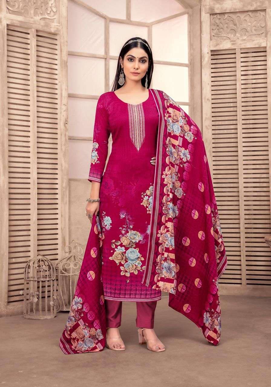 JUBAIDA VOL-8 BY SHIV GORI SILK MILLS 8001 TO 8010 SERIES INDIAN SUITS BEAUTIFUL FANCY COLORFUL STYLISH PARTY WEAR & OCCASIONAL WEAR KASHMIRI PRINT DRESSES AT WHOLESALE PRICE