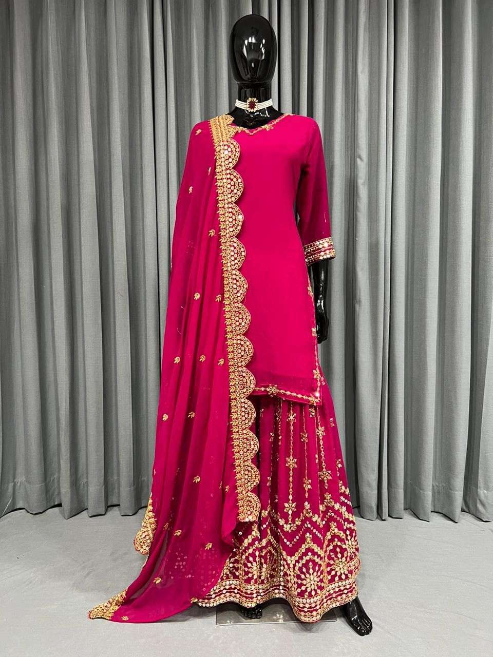 5487 BY FASHID WHOLESALE BEAUTIFUL SHARARA SUITS COLORFUL STYLISH FANCY CASUAL WEAR & ETHNIC WEAR GEORGETTE EMBROIDERED DRESSES AT WHOLESALE PRICE