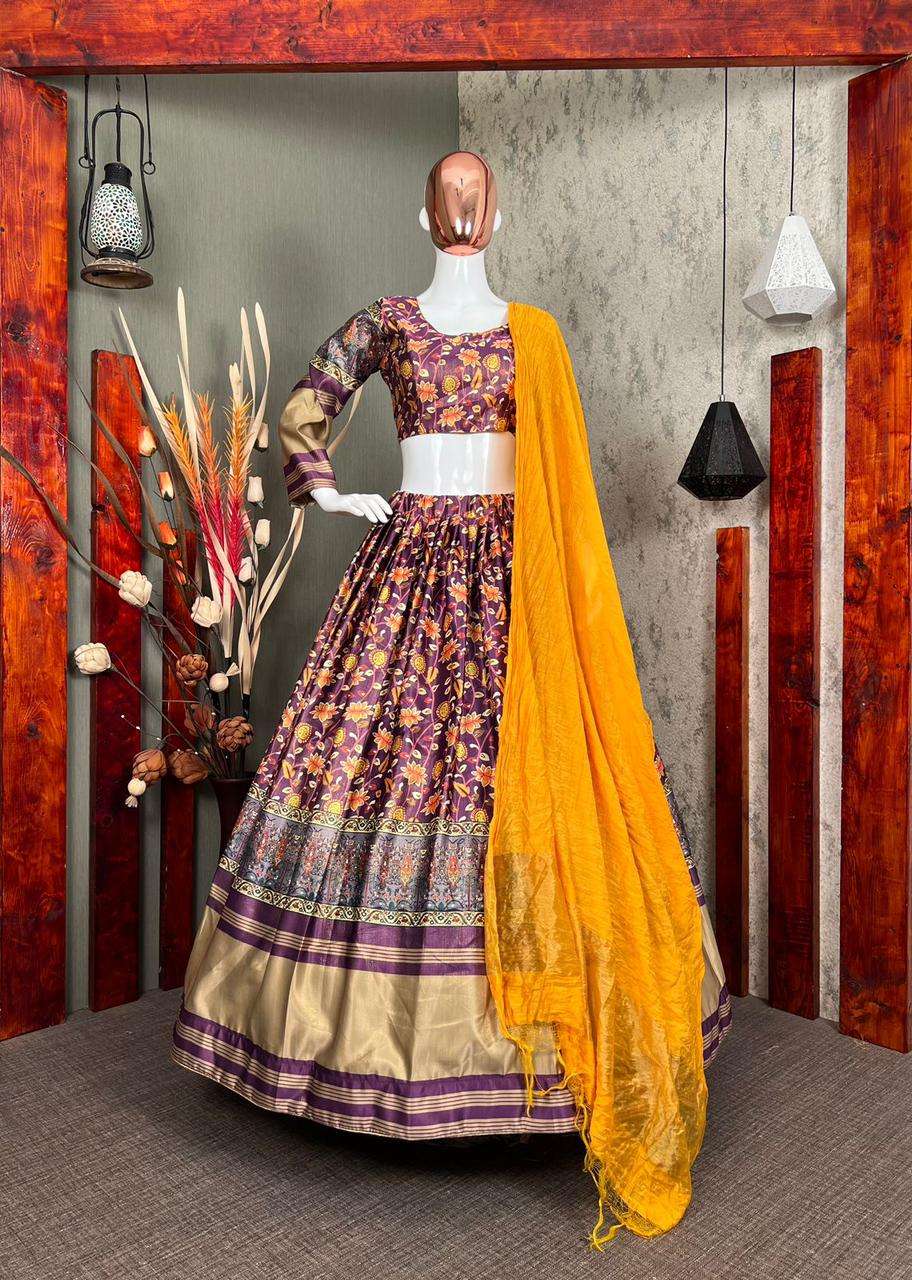 LG-515 BY FASHID WHOLESALE 01 TO 04 SERIES DESIGNER BEAUTIFUL NAVRATRI COLLECTION OCCASIONAL WEAR & PARTY WEAR ZARI SATIN LEHENGAS AT WHOLESALE PRICE