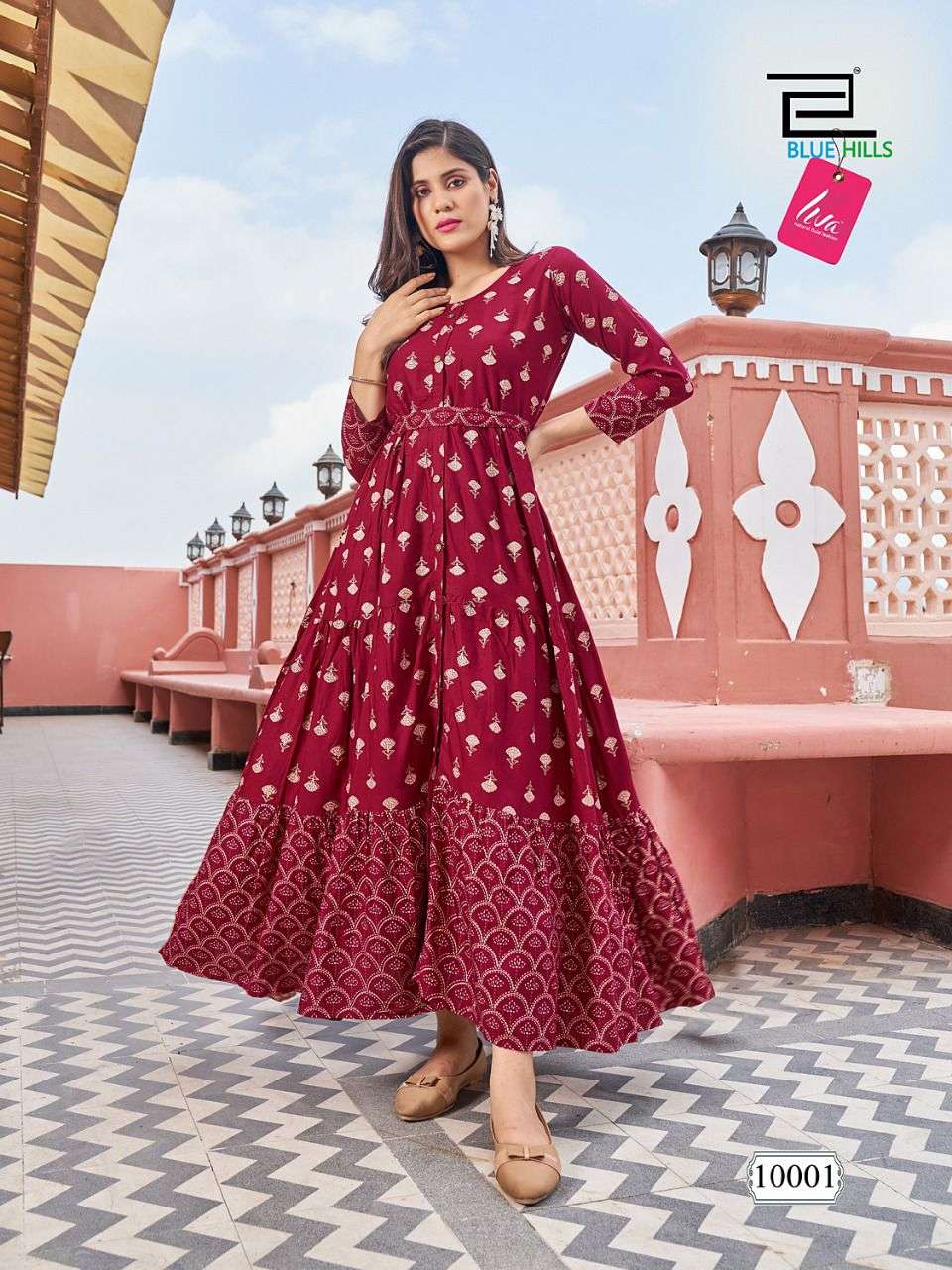 FLORENCIA VOL-10 BY BLUE HILLS 10001 TO 10008 SERIES BEAUTIFUL STYLISH FANCY COLORFUL CASUAL WEAR & ETHNIC WEAR COTTON PRINT GOWNS AT WHOLESALE PRICE