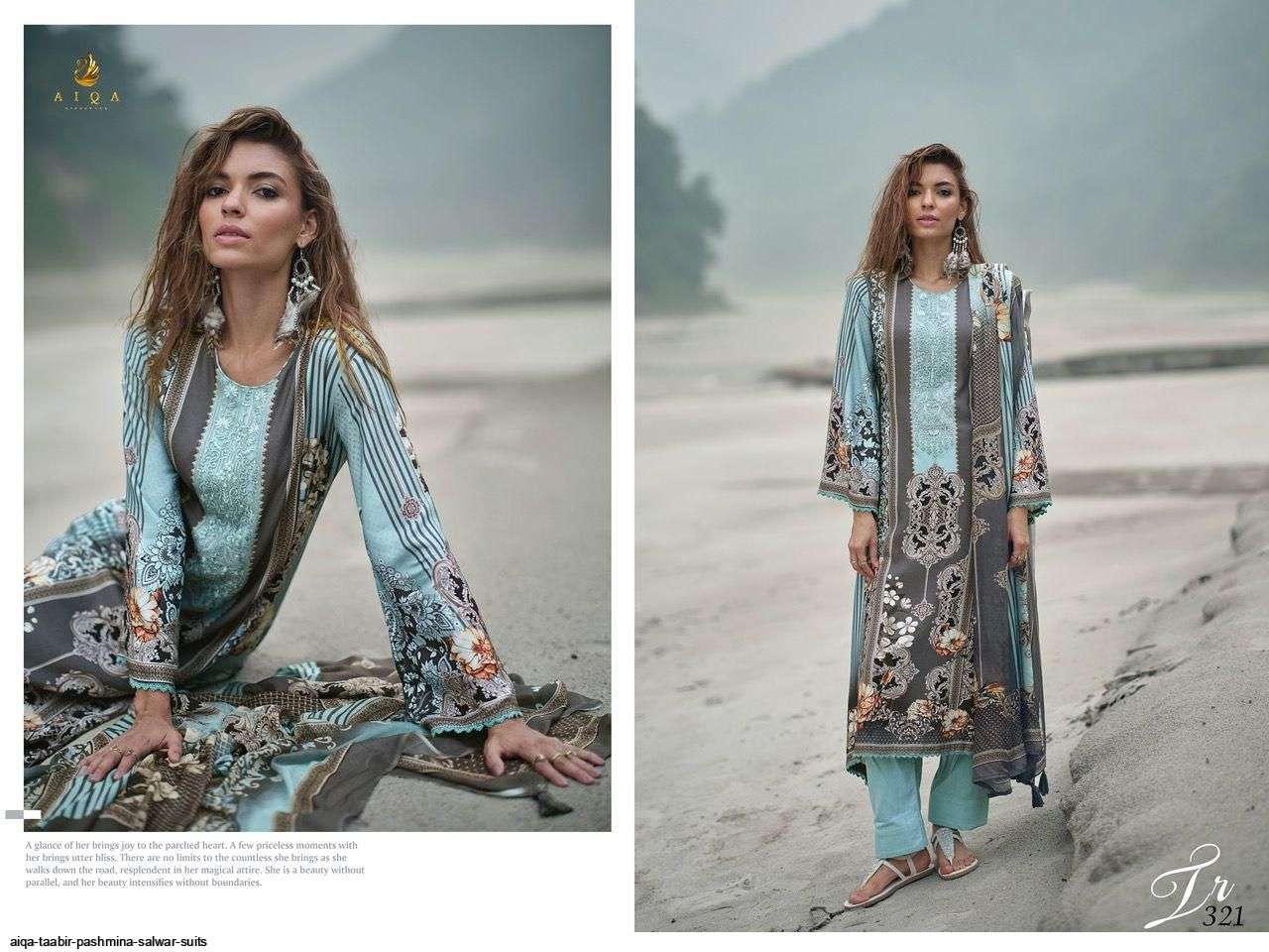 TAABIR BY AIQA 319 TO 326 SERIES BEAUTIFUL SUMMER COLLECTION PAKISATNI SUITS STYLISH FANCY COLORFUL CASUAL WEAR & ETHNIC WEAR PURE PASHMINA DIGITAL PRINT DRESSES AT WHOLESALE PRICE