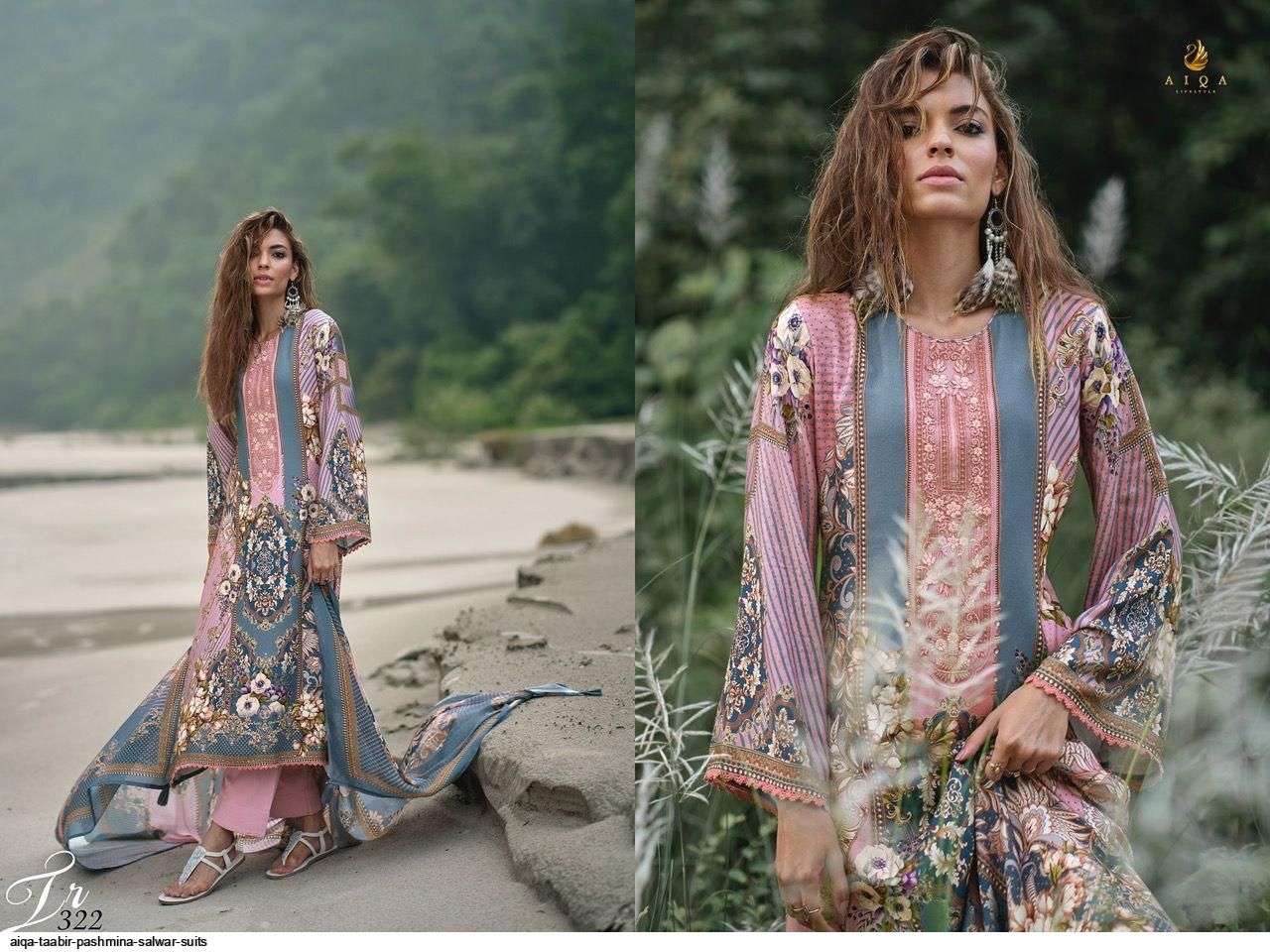 TAABIR BY AIQA 319 TO 326 SERIES BEAUTIFUL SUMMER COLLECTION PAKISATNI SUITS STYLISH FANCY COLORFUL CASUAL WEAR & ETHNIC WEAR PURE PASHMINA DIGITAL PRINT DRESSES AT WHOLESALE PRICE