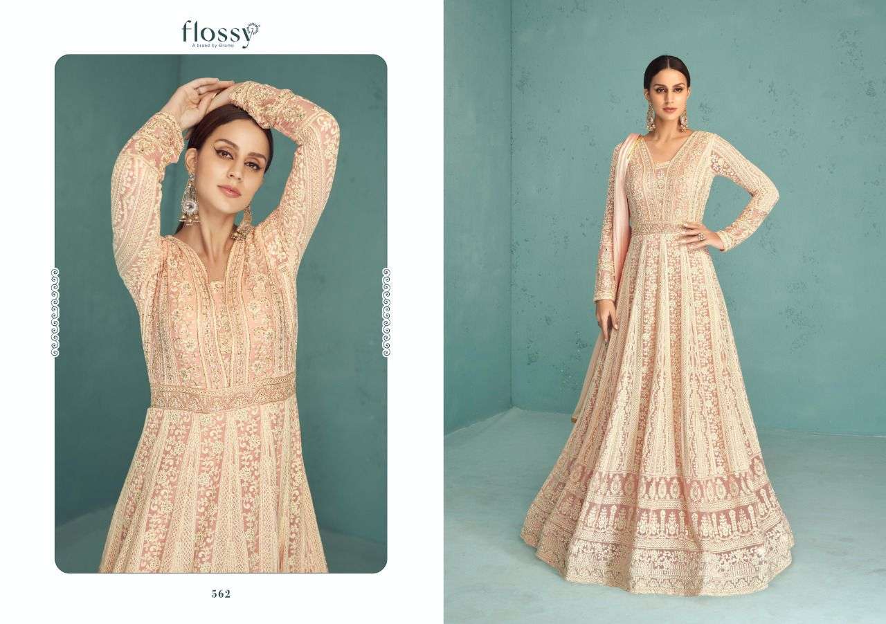 NAKSH VOL-4 BY FLOSSY 561 TO 563 SERIES BEAUTIFUL SUITS COLORFUL STYLISH FANCY CASUAL WEAR & ETHNIC WEAR GEORGETTE EMBROIDERED DRESSES AT WHOLESALE PRICE
