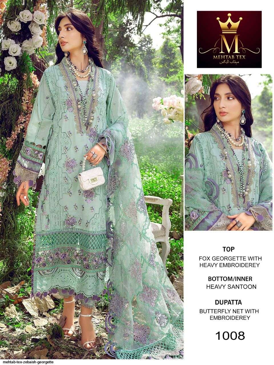 Zebaish By Mehtab Tex 1008 To 1010 Series Pakistani Suits Beautiful Fancy Colorful Stylish Party Wear & Occasional Wear Faux Georgette With Embroidery Dresses At Wholesale Price