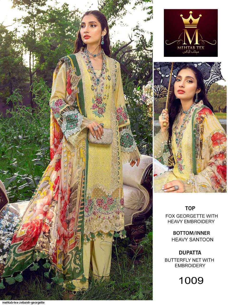 Zebaish By Mehtab Tex 1008 To 1010 Series Pakistani Suits Beautiful Fancy Colorful Stylish Party Wear & Occasional Wear Faux Georgette With Embroidery Dresses At Wholesale Price