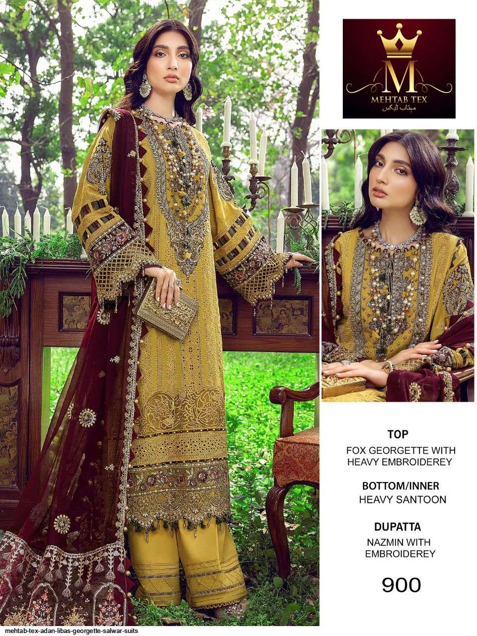 Adan Libas By Mehtab Tex 900 To 902 Series Beautiful Pakistani Suits Colorful Stylish Fancy Casual Wear & Ethnic Wear Faux Georgette Dresses At Wholesale Price