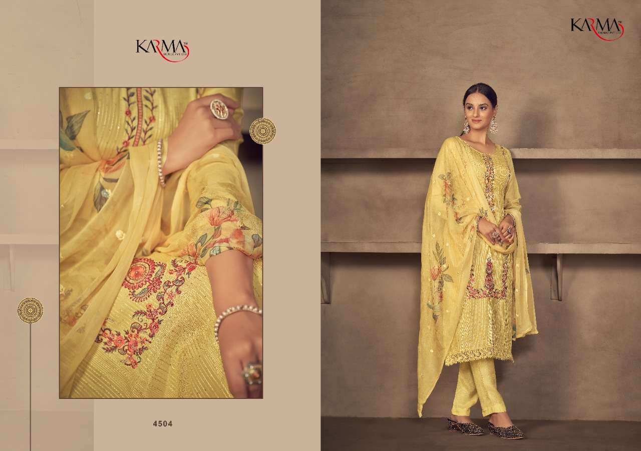 NIHARIKA BY KARMA TRENDZ 4500 TO 4505 SERIES BEAUTIFUL SUITS STYLISH FANCY COLORFUL CASUAL WEAR & ETHNIC WEAR PURE MUSLIN DRESSES AT WHOLESALE PRICE