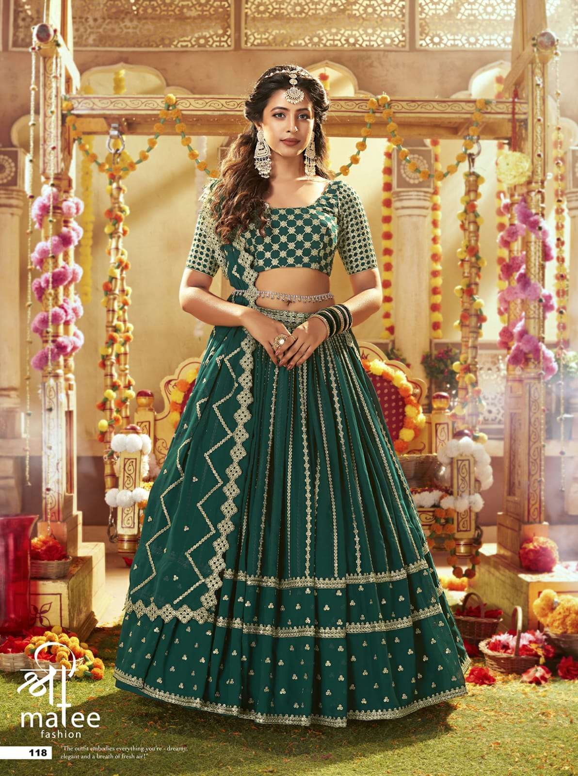 Anaya By Shree Matee Fashion 117 To 120 Series Designer Beautiful Navratri Collection Occasional Wear & Party Wear Satin/Faux Georgette Embroidered Lehengas At Wholesale Price