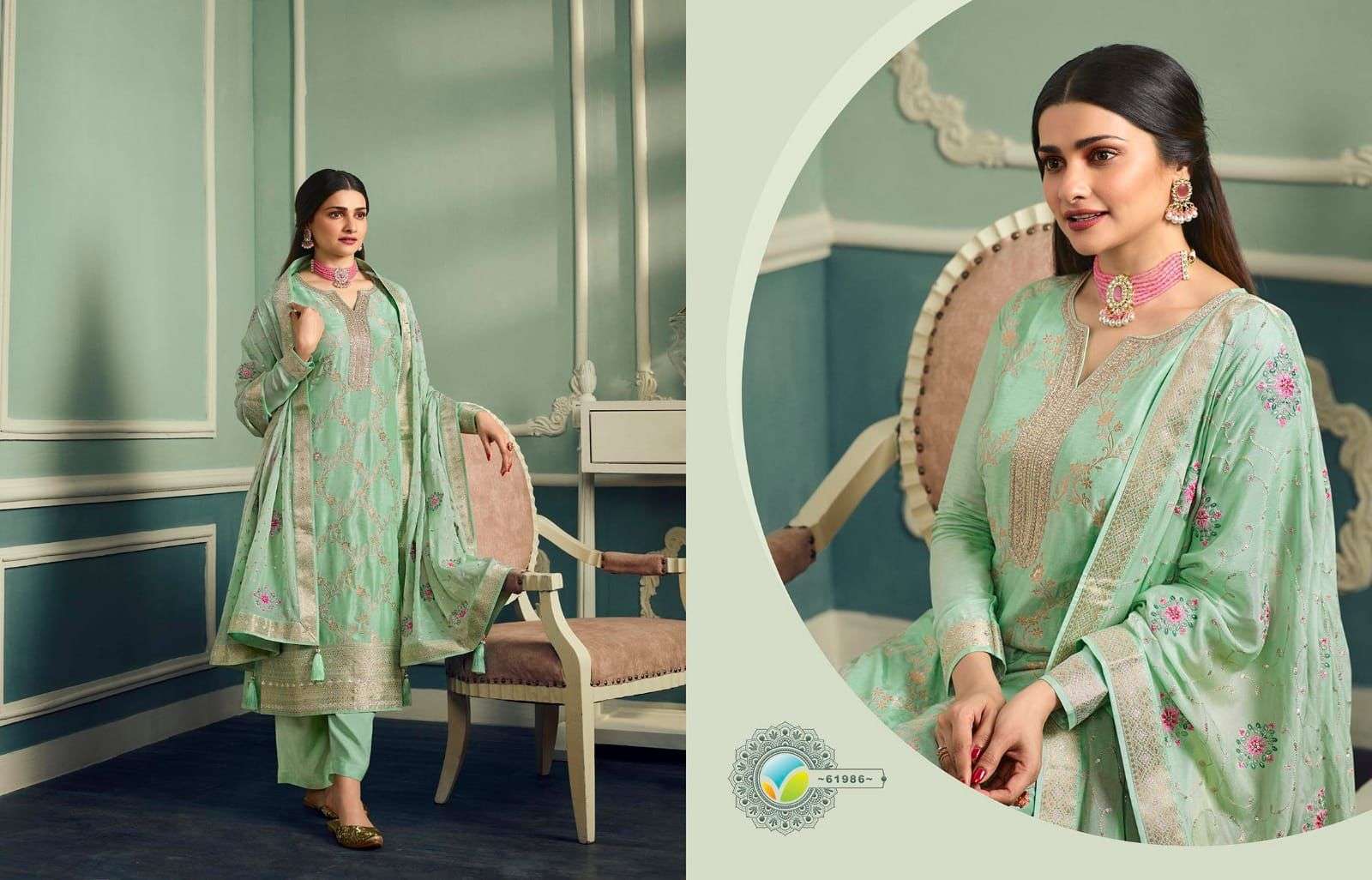 Kaseesh Aarzoo Vol-2 By Vinay Fashion 61981 To 61988 Series Beautiful Suits Colorful Stylish Fancy Casual Wear & Ethnic Wear Dola Jacquard Work Dresses At Wholesale Price
