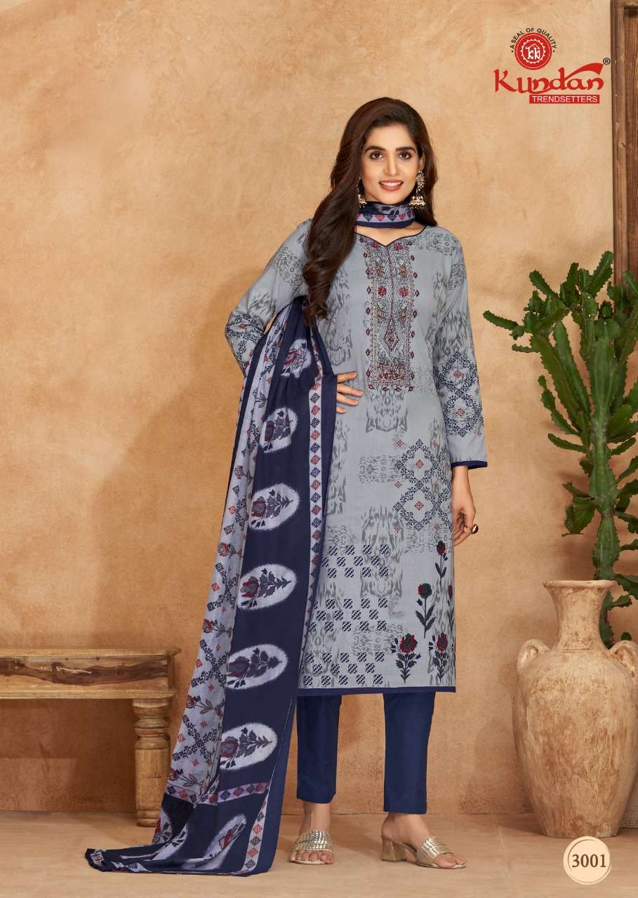 MALHAR VOL-3 BY KUNDAN 3001 TO 3010 SERIES BEAUTIFUL SUITS COLORFUL STYLISH FANCY CASUAL WEAR & ETHNIC WEAR HEAVY COTTON PRINT DRESSES AT WHOLESALE PRICE