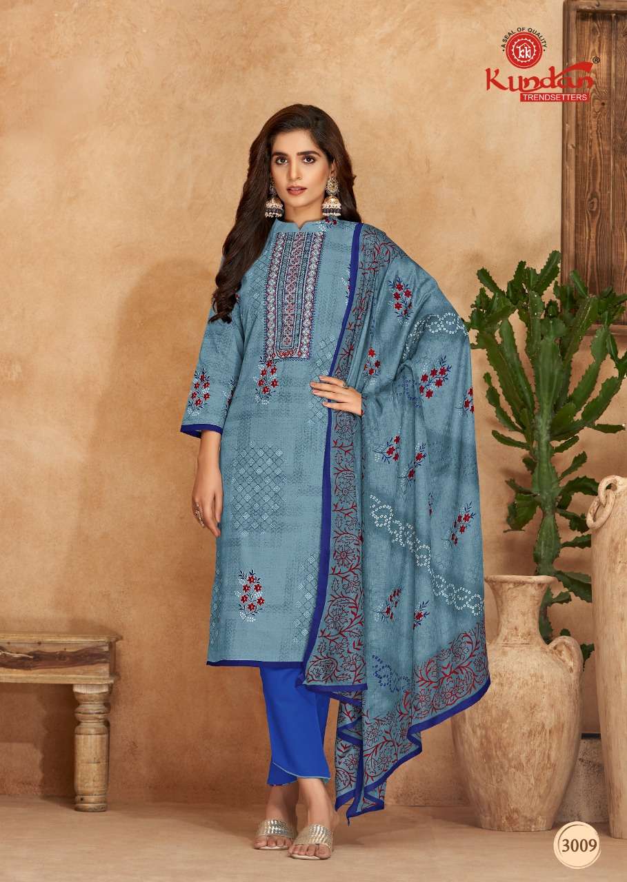 MALHAR VOL-3 BY KUNDAN 3001 TO 3010 SERIES BEAUTIFUL SUITS COLORFUL STYLISH FANCY CASUAL WEAR & ETHNIC WEAR HEAVY COTTON PRINT DRESSES AT WHOLESALE PRICE