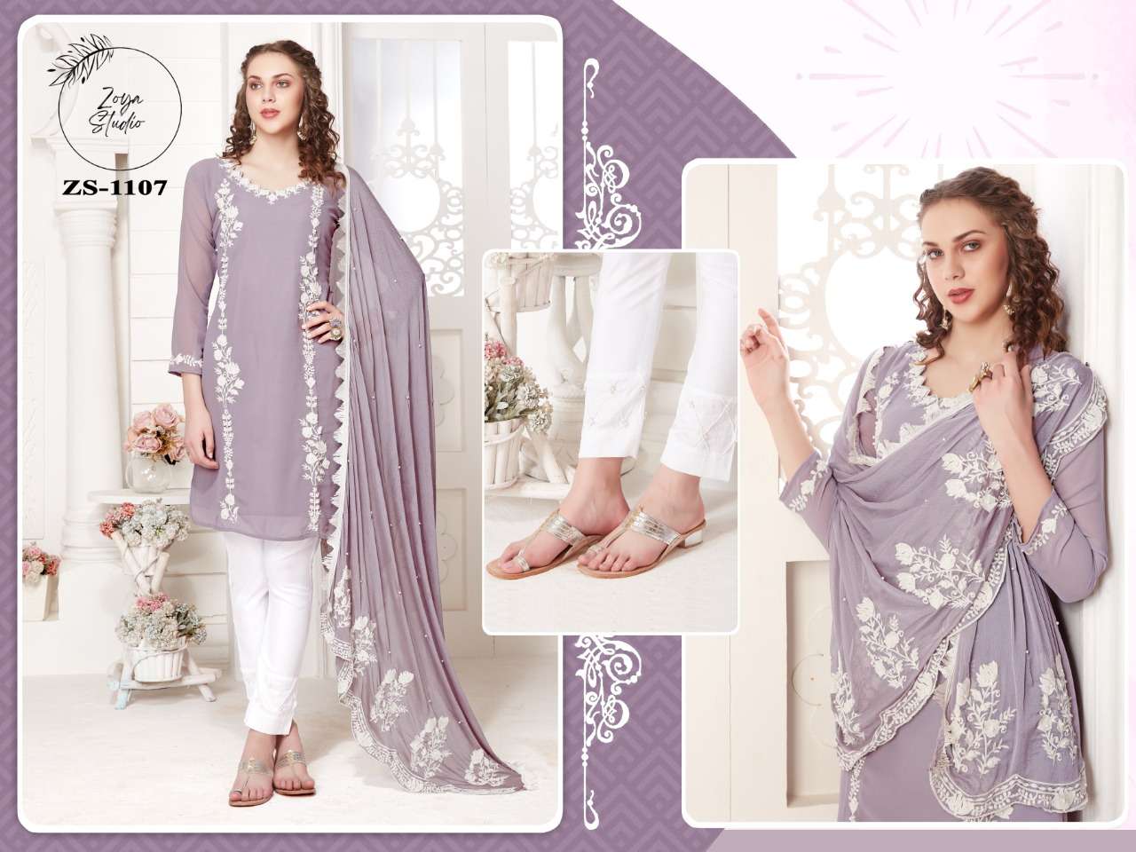 ZOYA HIT DESIGN 1107 COLOURS BY ZOYA 1107-A TO 1107-D SERIES BEAUTIFUL PAKISTANI SUITS COLORFUL STYLISH FANCY CASUAL WEAR & ETHNIC WEAR PURE GEORGETTE EMBROIDERED DRESSES AT WHOLESALE PRICE