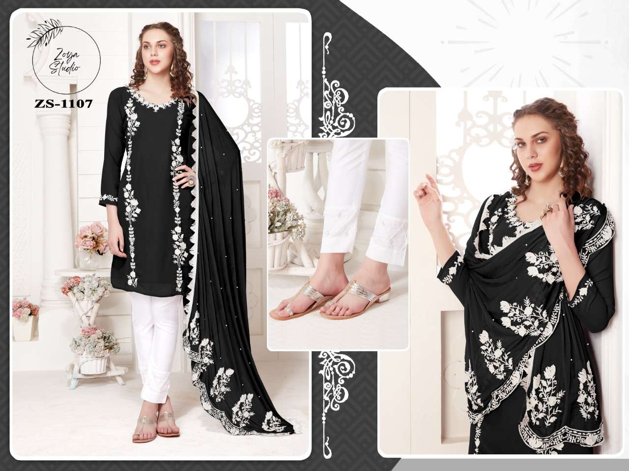 ZOYA HIT DESIGN 1107 COLOURS BY ZOYA 1107-A TO 1107-D SERIES BEAUTIFUL PAKISTANI SUITS COLORFUL STYLISH FANCY CASUAL WEAR & ETHNIC WEAR PURE GEORGETTE EMBROIDERED DRESSES AT WHOLESALE PRICE