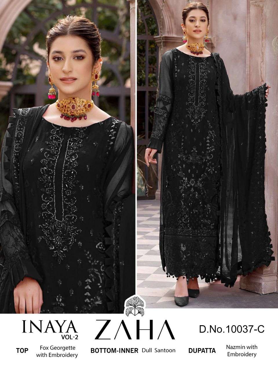 Inaya Vol-2 By Zaha 10037-A To 10037-D Series Beautiful Pakistani Suits Stylish Fancy Colorful Party Wear & Occasional Wear Faux Georgette With Embroidery Dresses At Wholesale Price