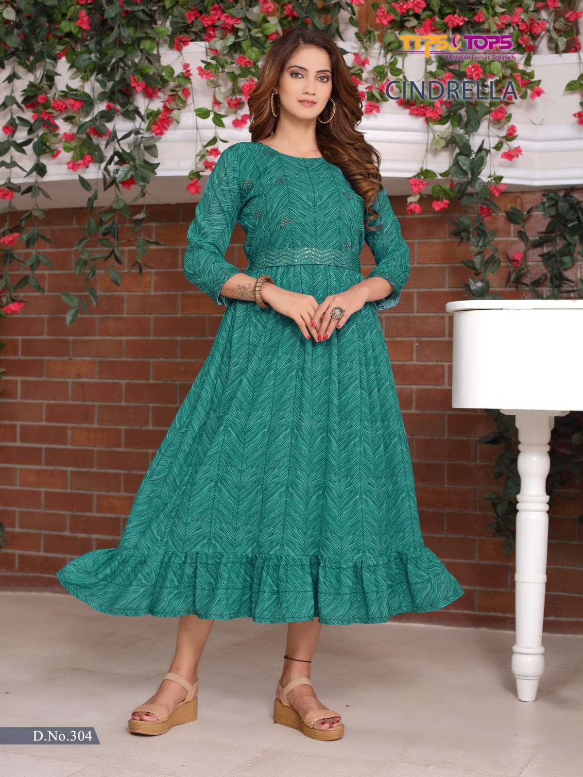 Cindrella Vol-3 By Tips And Tops 301 To 306 Series Beautiful Stylish Fancy Colorful Casual Wear & Ethnic Wear & Ready To Wear Heavy Georgette Print Gowns At Wholesale Price