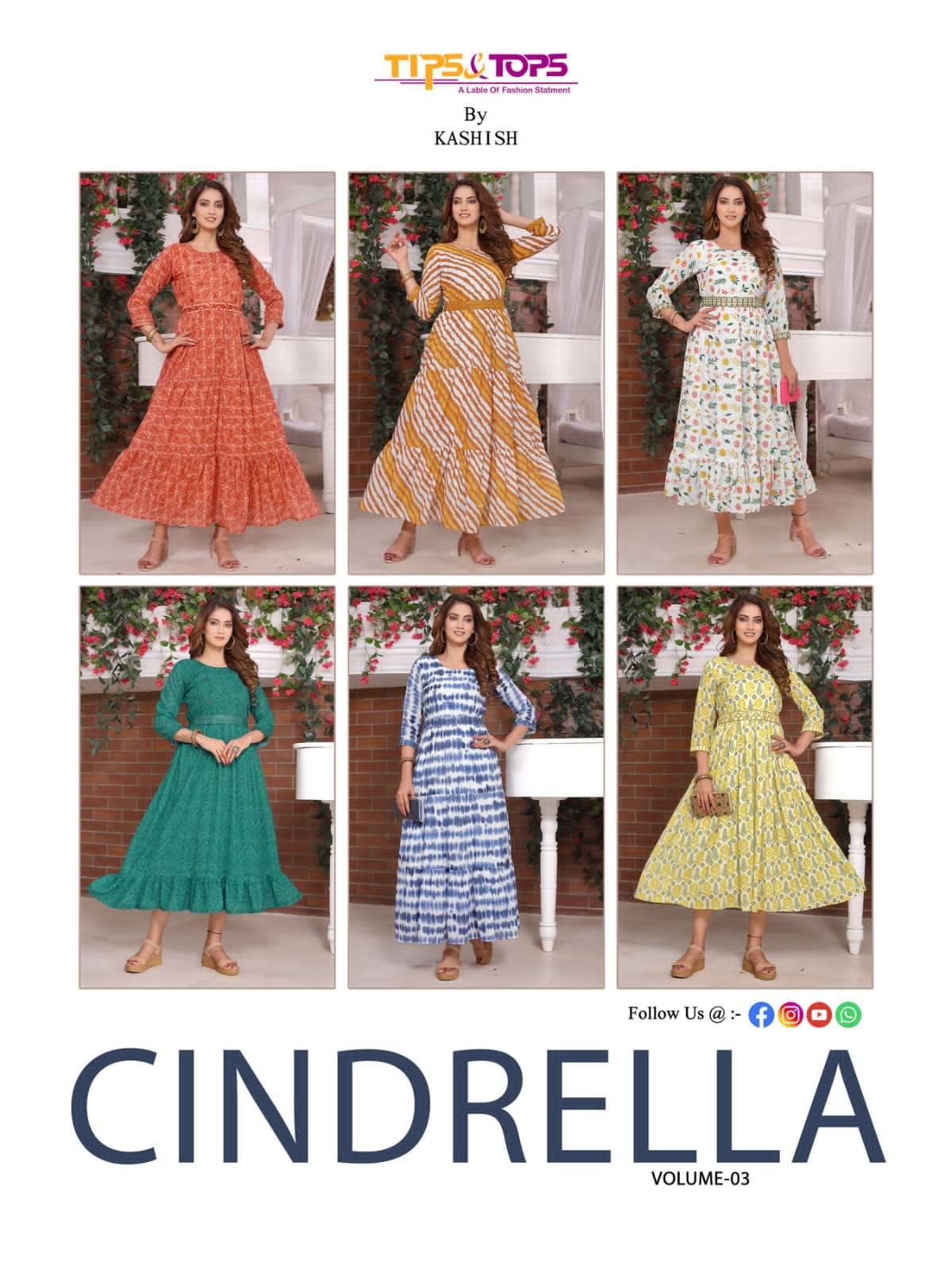 Cindrella Vol-3 By Tips And Tops 301 To 306 Series Beautiful Stylish Fancy Colorful Casual Wear & Ethnic Wear & Ready To Wear Heavy Georgette Print Gowns At Wholesale Price