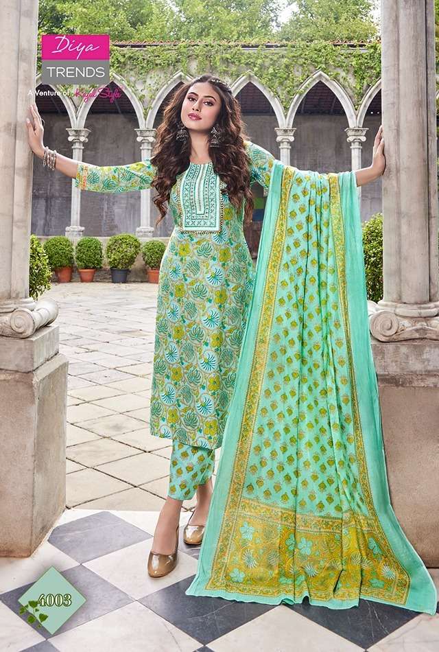 ODHANI VOL-4 BY DIYA TRENDS 4001 TO 4010 SERIES BEAUTIFUL SUITS COLORFUL STYLISH FANCY CASUAL WEAR & ETHNIC WEAR COTTON PRINT DRESSES AT WHOLESALE PRICE