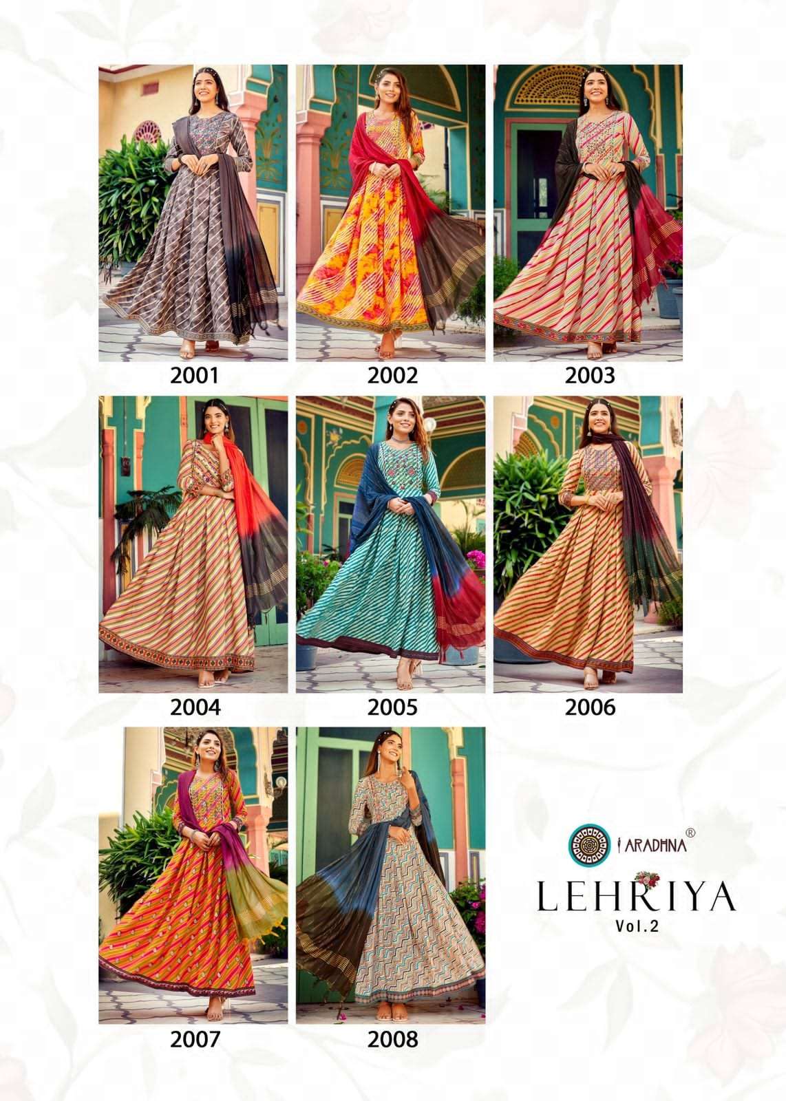 Lehriya Vol-2 By Aradhna Fashion 2001 To 2008 Series Beautiful Stylish Fancy Colorful Casual Wear & Ethnic Wear Rayon Gowns With Dupatta At Wholesale Price