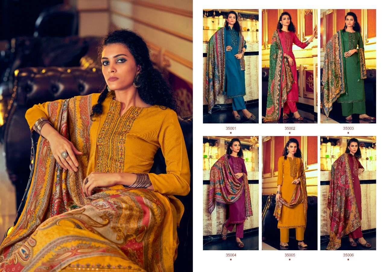 JOGWA BY NISHANT FASHION 35001 TO 35006 SERIES BEAUTIFUL SUITS COLORFUL STYLISH FANCY CASUAL WEAR & ETHNIC WEAR PURE PASHMINA EMBROIDERED DRESSES AT WHOLESALE PRICE