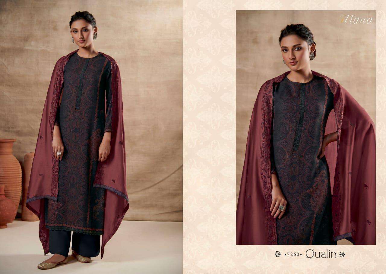QUALIN BY ITRANA DESIGNER SUITS BEAUTIFUL FANCY COLORFUL STYLISH PARTY WEAR & OCCASIONAL WEAR TWILL DIGITAL PRINT EMBROIDERED DRESSES AT WHOLESALE PRICE