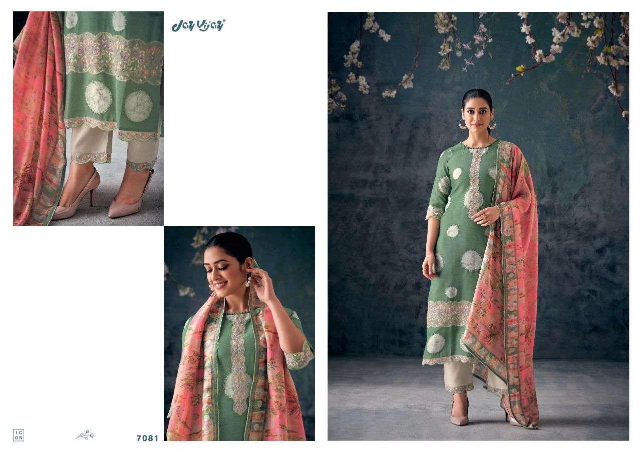 NEW AND NOW VOL-6 BY JAY VIJAY PRINTS 7081 TO 7090 SERIES DESIGNER SUITS BEAUTIFUL FANCY COLORFUL STYLISH PARTY WEAR & OCCASIONAL WEAR PURE SILK DRESSES AT WHOLESALE PRICE