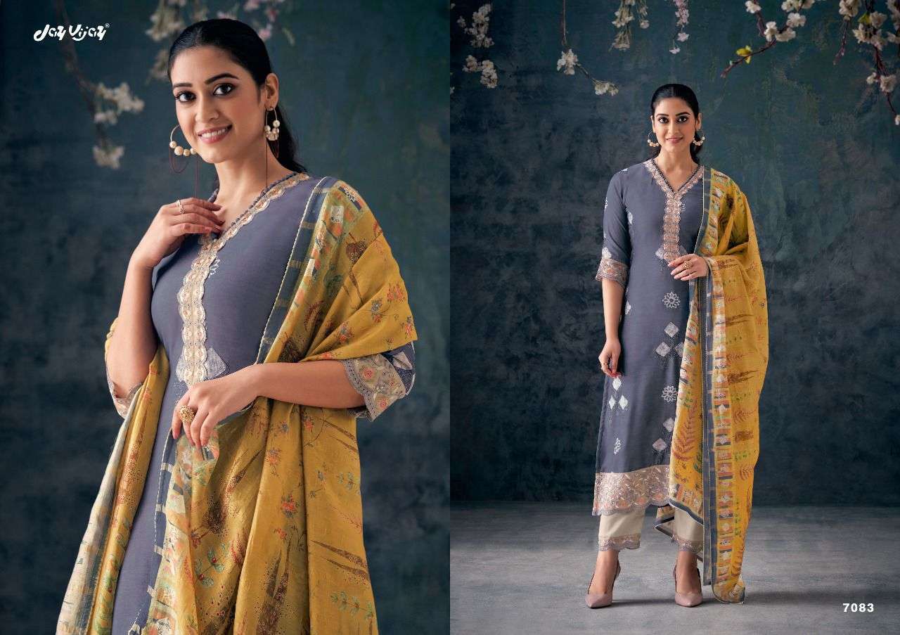 NEW AND NOW VOL-6 BY JAY VIJAY PRINTS 7081 TO 7090 SERIES DESIGNER SUITS BEAUTIFUL FANCY COLORFUL STYLISH PARTY WEAR & OCCASIONAL WEAR PURE SILK DRESSES AT WHOLESALE PRICE