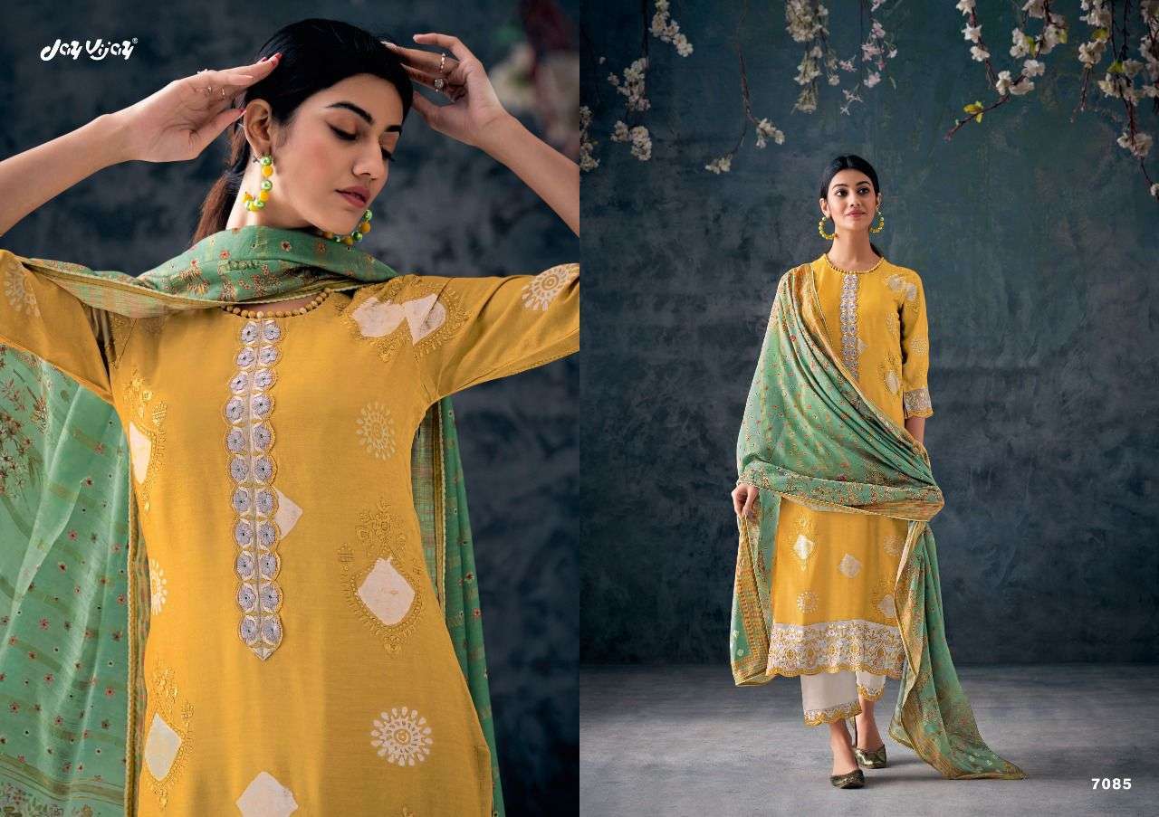 NEW AND NOW VOL-6 BY JAY VIJAY PRINTS 7081 TO 7090 SERIES DESIGNER SUITS BEAUTIFUL FANCY COLORFUL STYLISH PARTY WEAR & OCCASIONAL WEAR PURE SILK DRESSES AT WHOLESALE PRICE