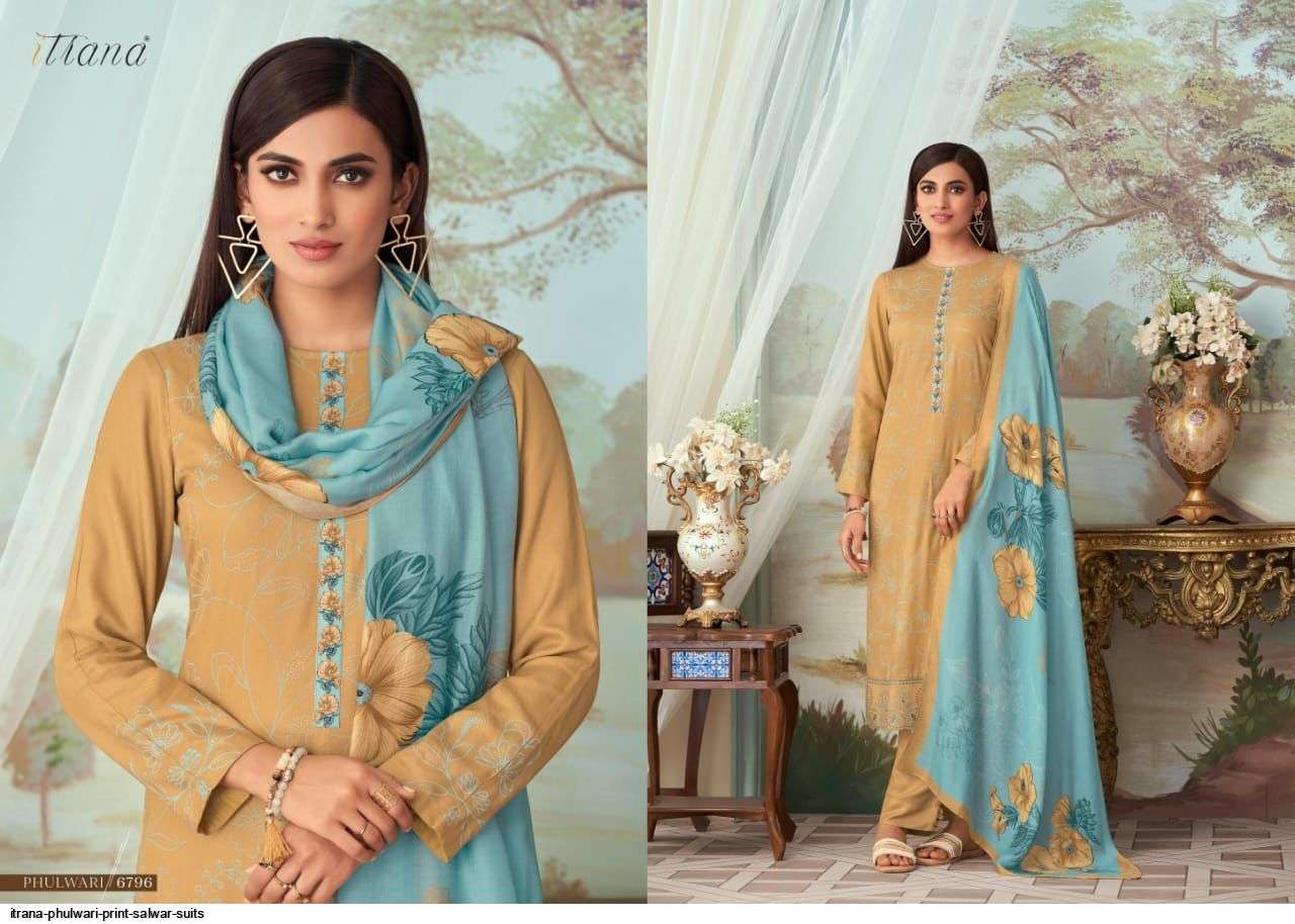 PHULWARI BY ITRANA DESIGNER SUITS BEAUTIFUL FANCY COLORFUL STYLISH PARTY WEAR & OCCASIONAL WEAR TWILL DIGITAL PRINT EMBROIDERED DRESSES AT WHOLESALE PRICE