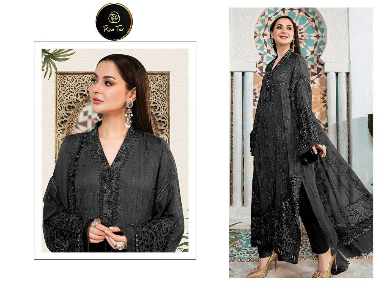 MARIA B. COLOR EDITION BY ROSE TEX 01 TO 02 SERIES BEAUTIFUL PAKISTANI SUITS COLORFUL STYLISH FANCY CASUAL WEAR & ETHNIC WEAR FAUX GEORGETTE EMBROIDERED DRESSES AT WHOLESALE PRICE