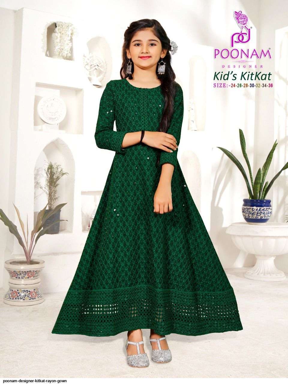 KIDS KITKAT BY POONAM DESIGNER 1001 TO 1006 SERIES DESIGNER STYLISH FANCY COLORFUL BEAUTIFUL PARTY WEAR & ETHNIC WEAR COLLECTION PURE RAYON GOWN AT WHOLESALE PRICE