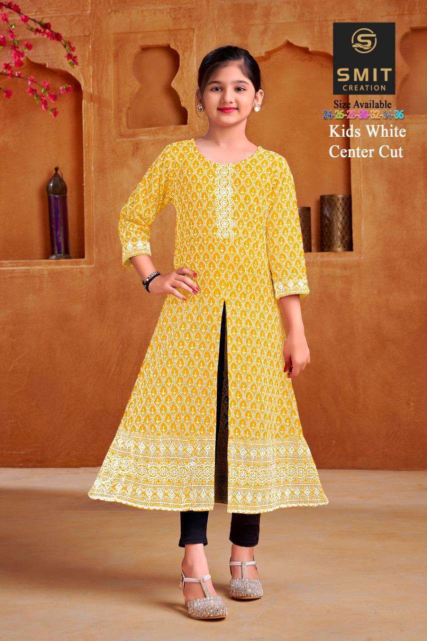 KIDS WHITE CENTER CUT BY POONAM DESIGNER 1001 TO 1004 SERIES BEAUTIFUL STYLISH FANCY COLORFUL CASUAL WEAR & ETHNIC WEAR FANCY GOWNS AT WHOLESALE PRICE