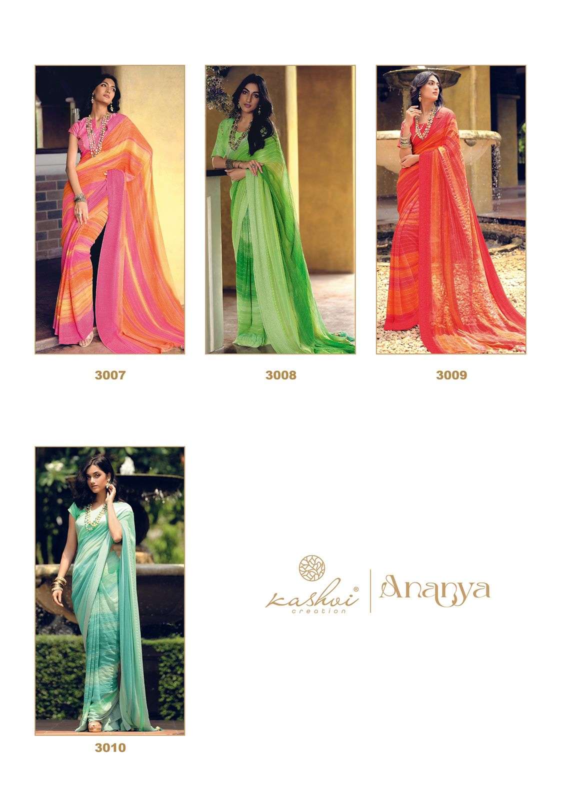 ANANYA BY KASHVI CREATION 3001 TO 3010 SERIES INDIAN TRADITIONAL WEAR COLLECTION BEAUTIFUL STYLISH FANCY COLORFUL PARTY WEAR & OCCASIONAL WEAR GEORGETTE SAREES AT WHOLESALE PRICE