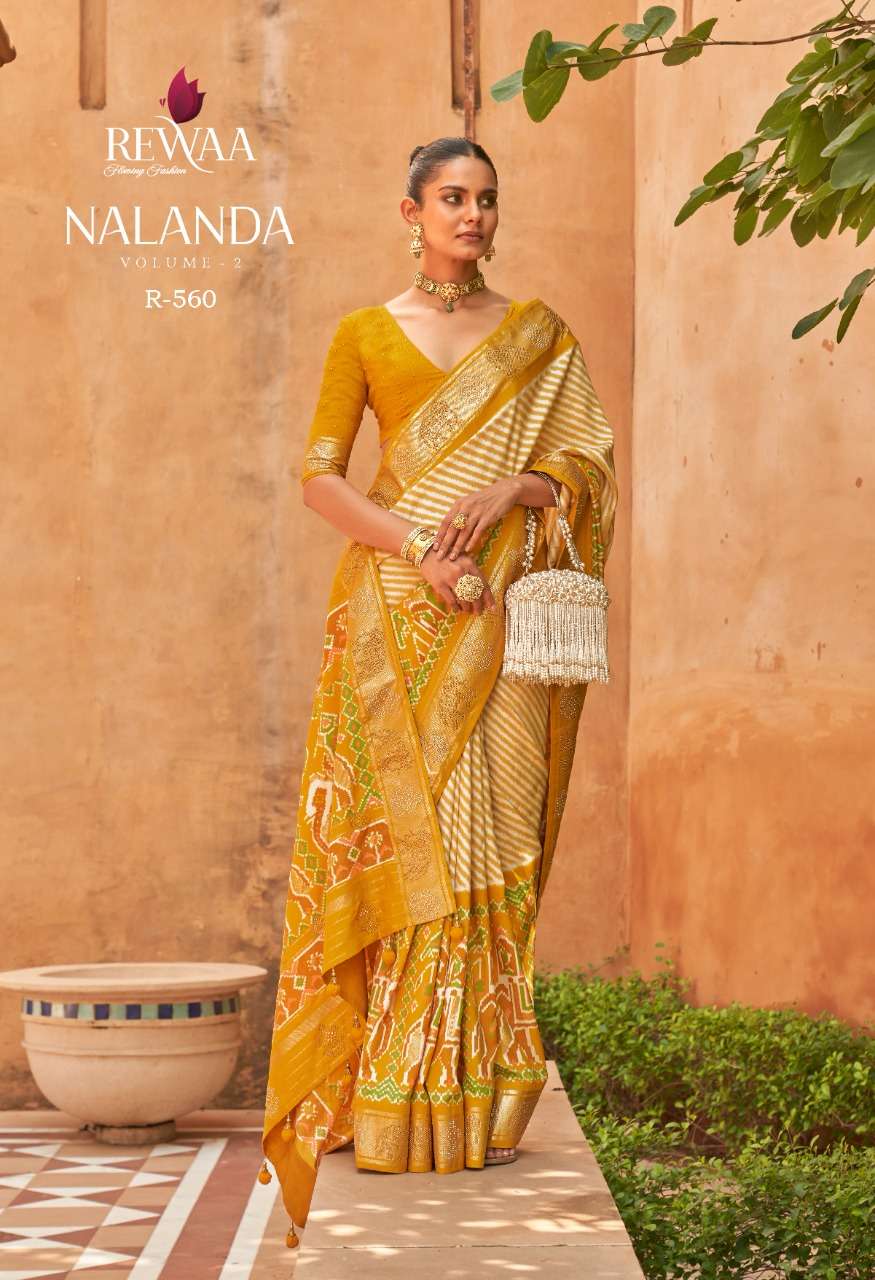 Nalanda Vol-2 By Rewaa 557 To 565 Series Indian Traditional Wear Collection Beautiful Stylish Fancy Colorful Party Wear & Occasional Wear Pure Silk Sarees At Wholesale Price