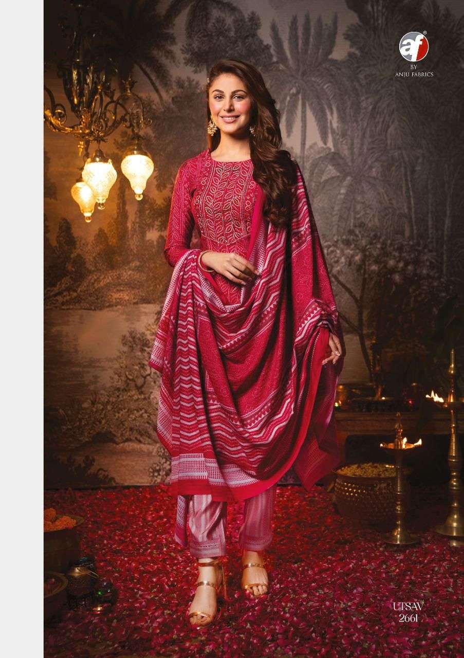 UTSAV BY AF 2661 TO 2666 SERIES BEAUTIFUL SUITS COLORFUL STYLISH FANCY CASUAL WEAR & ETHNIC WEAR PURE SILK DRESSES AT WHOLESALE PRICE