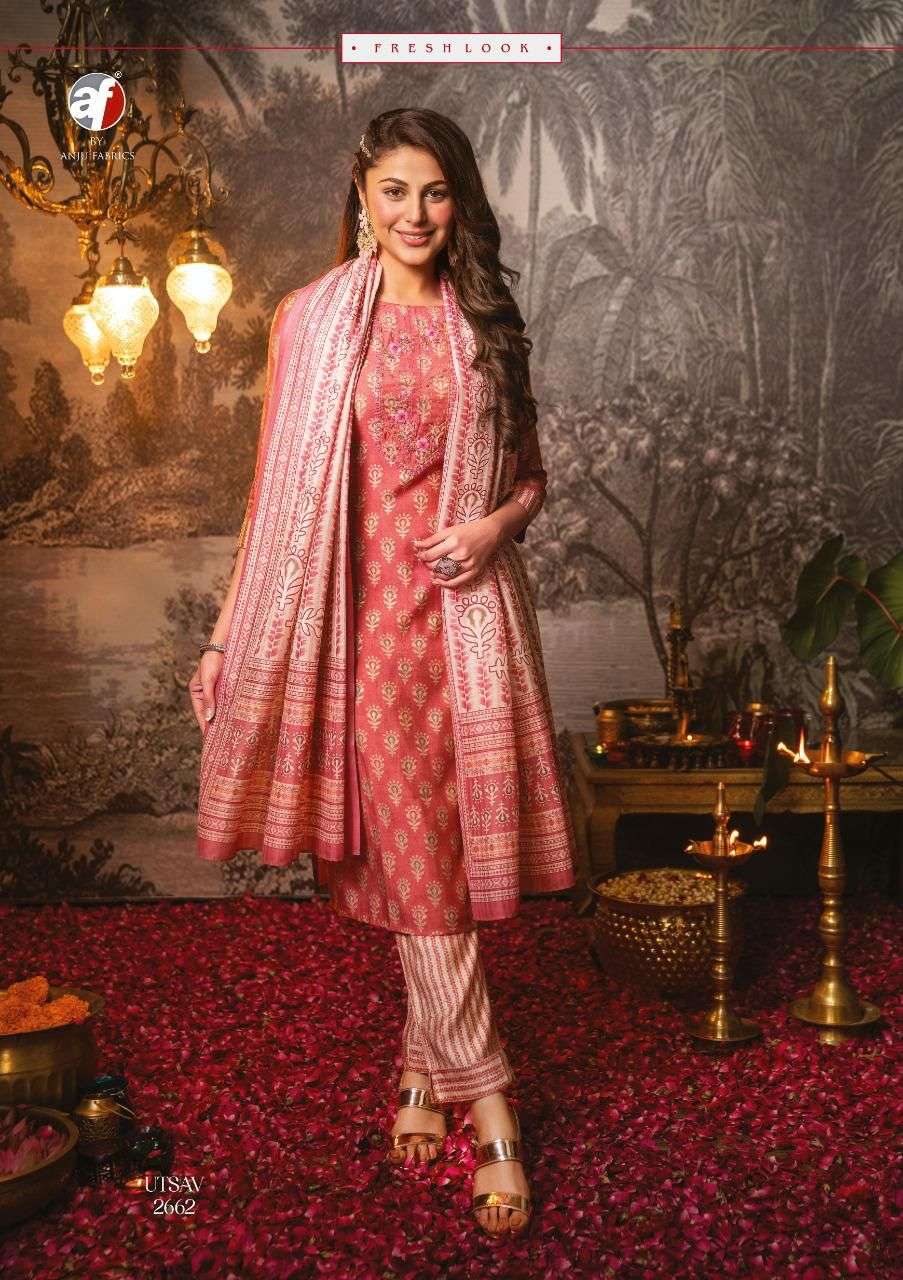 UTSAV BY AF 2661 TO 2666 SERIES BEAUTIFUL SUITS COLORFUL STYLISH FANCY CASUAL WEAR & ETHNIC WEAR PURE SILK DRESSES AT WHOLESALE PRICE