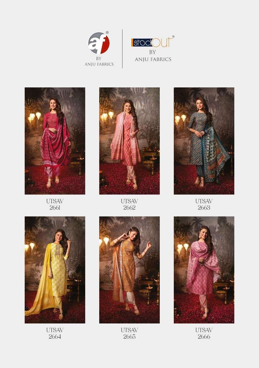 UTSAV BY AF 2661 TO 2666 SERIES BEAUTIFUL SUITS COLORFUL STYLISH FANCY CASUAL WEAR & ETHNIC WEAR PURE SILK DRESSES AT WHOLESALE PRICE