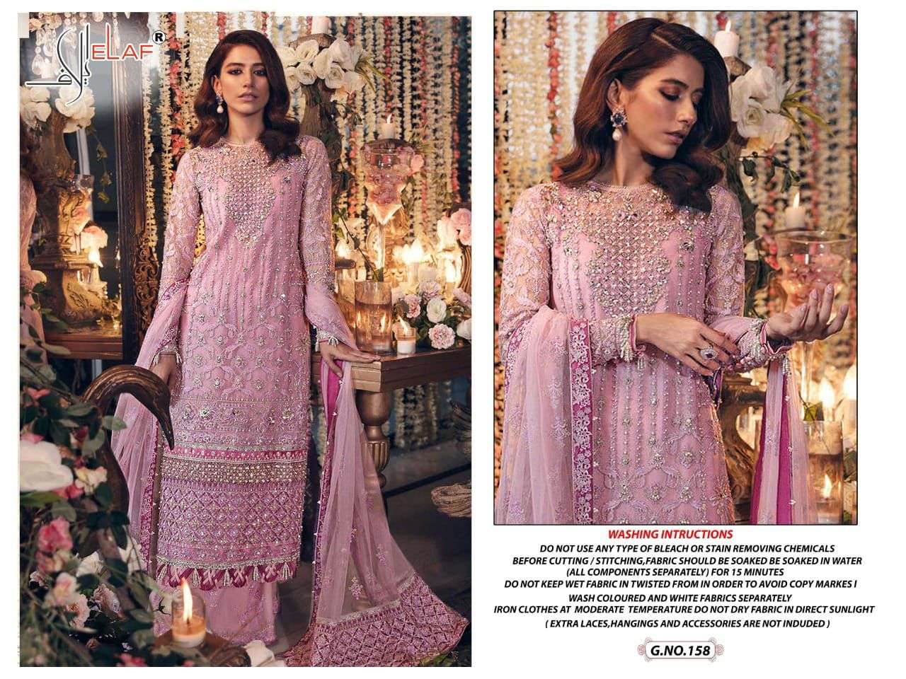 ELAF HIT DESIGN 158 BY ELAAF PAKISTANI SUITS BEAUTIFUL FANCY COLORFUL STYLISH PARTY WEAR & OCCASIONAL WEAR FAUX GEORGETTE EMBROIDERY DRESSES AT WHOLESALE PRICE