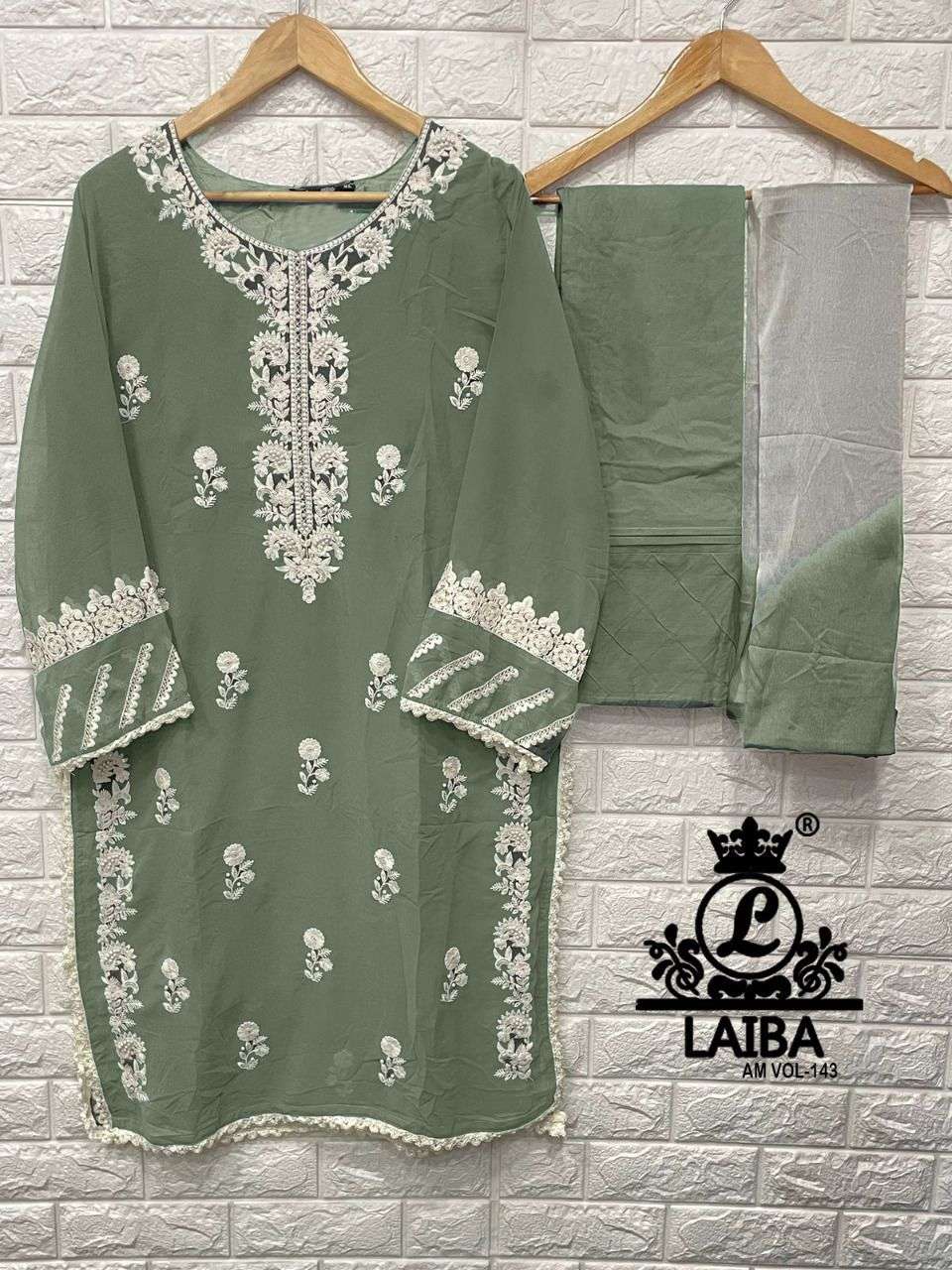 AM VOL-143 BY LAIBA 01 TO 04 SERIES PAKISTANI SUITS BEAUTIFUL FANCY COLORFUL STYLISH PARTY WEAR & OCCASIONAL WEAR PURE GEORGETTE EMBROIDERED DRESSES AT WHOLESALE PRICE