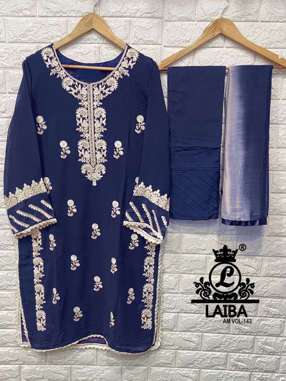 AM VOL-143 BY LAIBA 01 TO 04 SERIES PAKISTANI SUITS BEAUTIFUL FANCY COLORFUL STYLISH PARTY WEAR & OCCASIONAL WEAR PURE GEORGETTE EMBROIDERED DRESSES AT WHOLESALE PRICE
