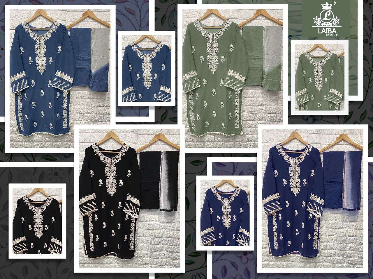 AM VOL-143 BY LAIBA 01 TO 04 SERIES PAKISTANI SUITS BEAUTIFUL FANCY COLORFUL STYLISH PARTY WEAR & OCCASIONAL WEAR PURE GEORGETTE EMBROIDERED DRESSES AT WHOLESALE PRICE