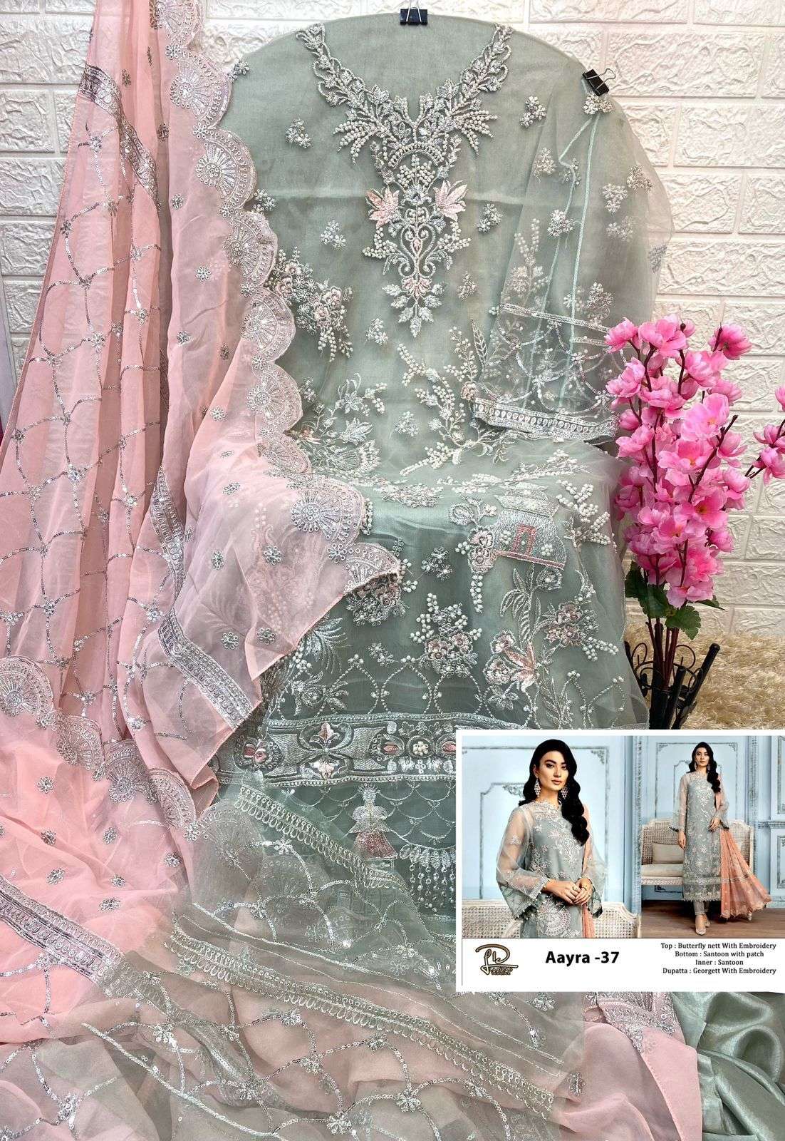 AAYRA 37 BY LAAIBAH DESIGNER PAKISTANI SUITS BEAUTIFUL FANCY COLORFUL STYLISH PARTY WEAR & OCCASIONAL WEAR NET EMBROIDERY DRESSES AT WHOLESALE PRICE