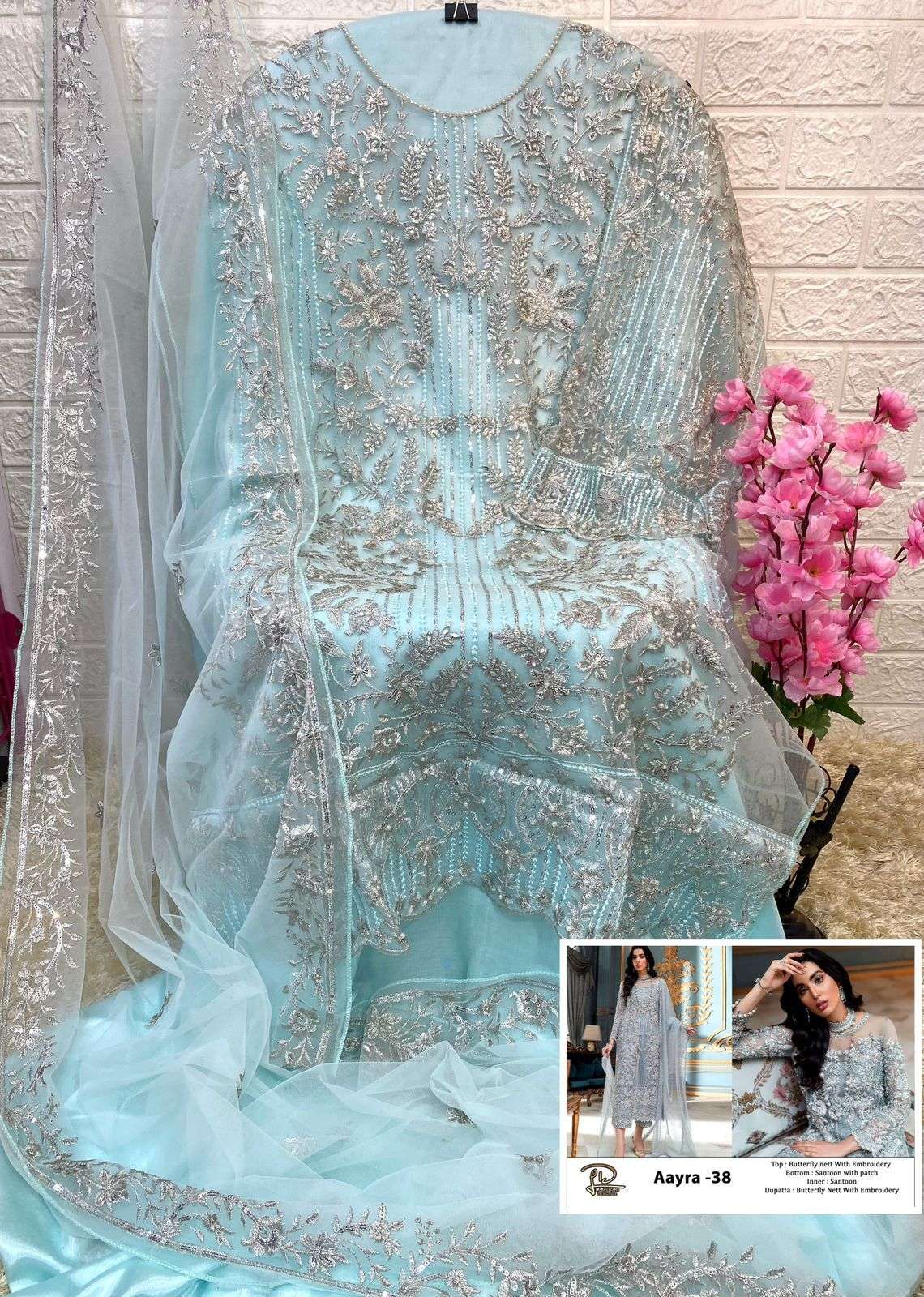 AAYRA 38 BY LAAIBAH DESIGNER PAKISTANI SUITS BEAUTIFUL FANCY COLORFUL STYLISH PARTY WEAR & OCCASIONAL WEAR NET EMBROIDERED DRESSES AT WHOLESALE PRICE