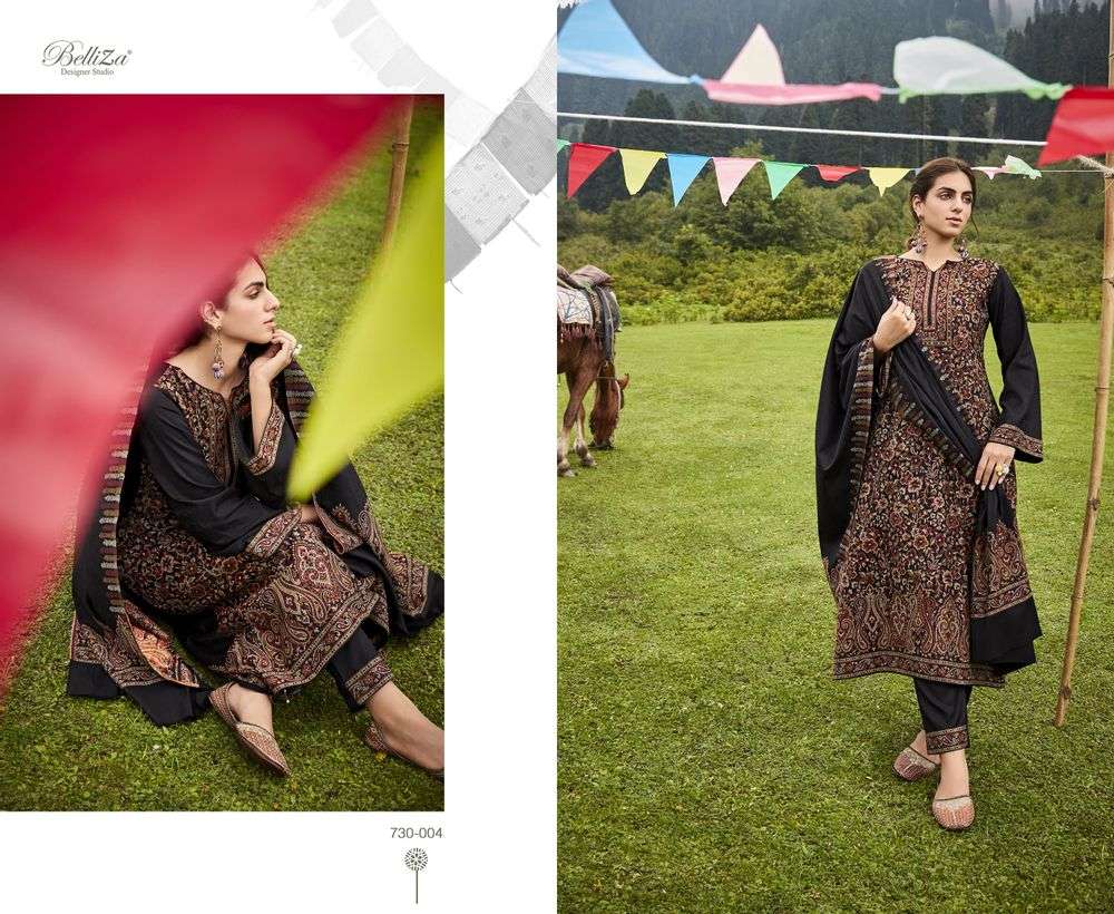 Nazma By Belliza 730-001 To 730-008 Series Beautiful Festive Suits Stylish Fancy Colorful Casual Wear & Ethnic Wear Pure Pashmina Jacquard Print Dresses At Wholesale Price