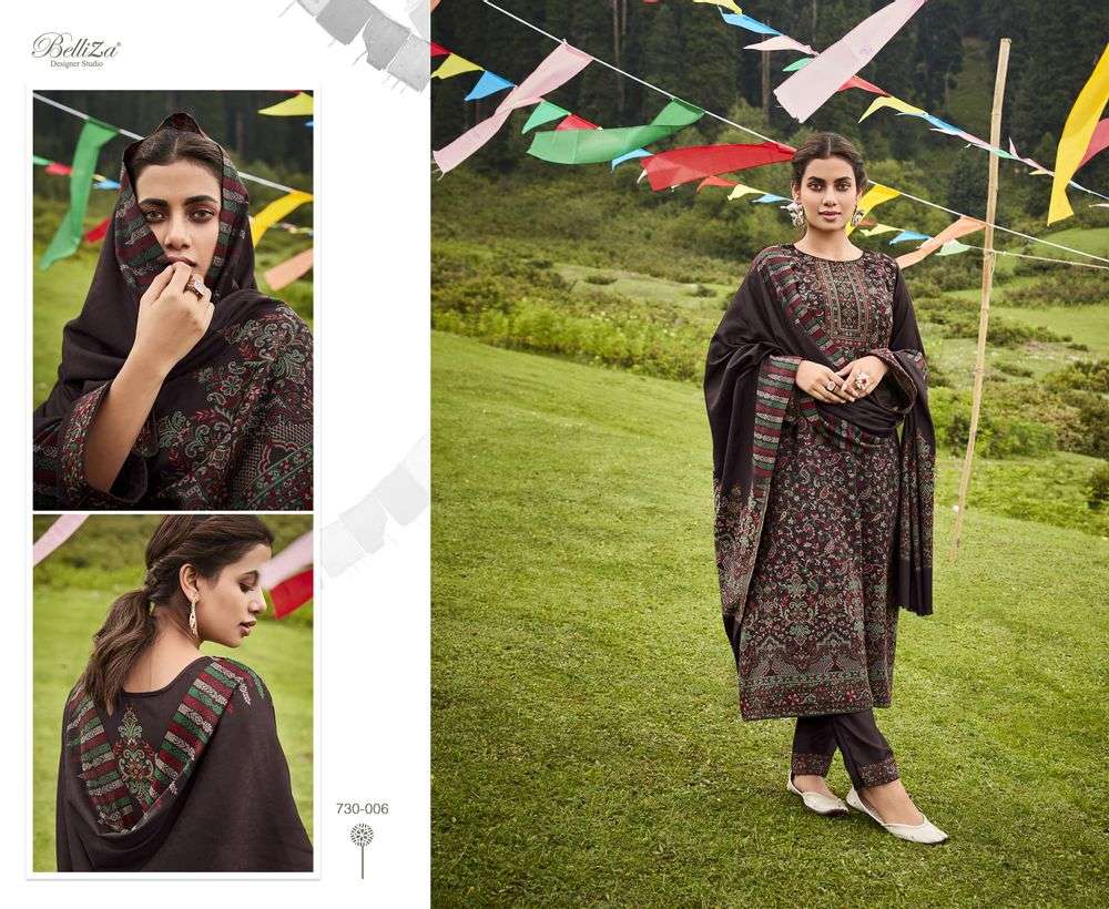 Nazma By Belliza 730-001 To 730-008 Series Beautiful Festive Suits Stylish Fancy Colorful Casual Wear & Ethnic Wear Pure Pashmina Jacquard Print Dresses At Wholesale Price