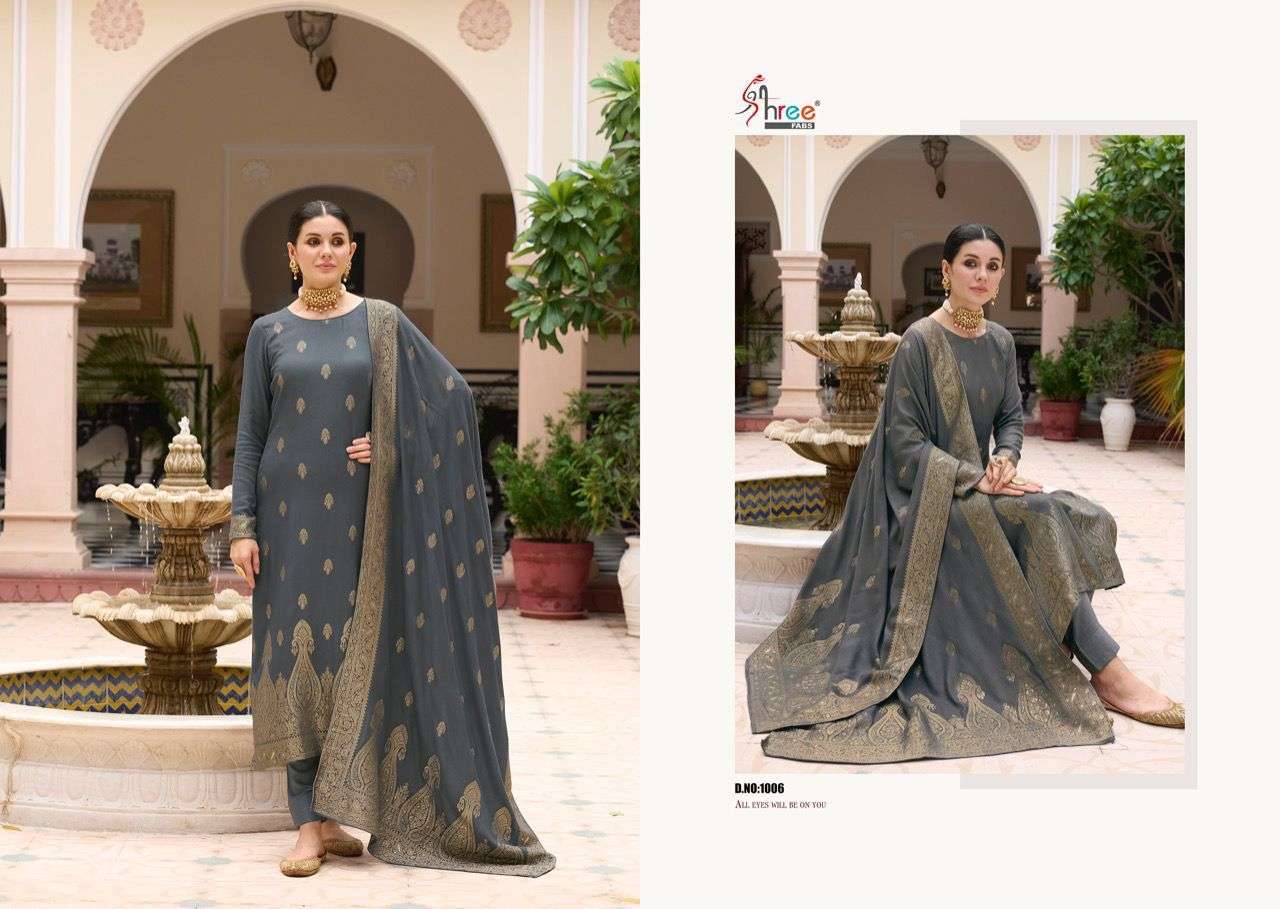 Shiddat By Shree Fabs 1001 To 1006 Series Designer Suits Beautiful Stylish Fancy Colorful Party Wear & Occasional Wear Pure Viscose Pashmina Jacquard Dresses At Wholesale Price
