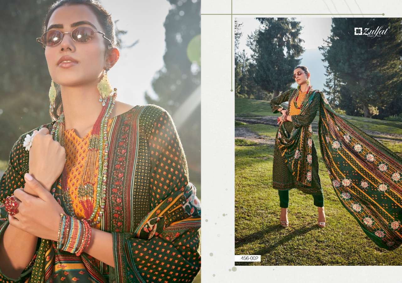 Winter Nova By Zulfat 456-001 To 456-010 Series Beautiful Festive Suits Colorful Stylish Fancy Casual Wear & Ethnic Wear Pure Pashmina Print With Embroidered Dresses At Wholesale Price