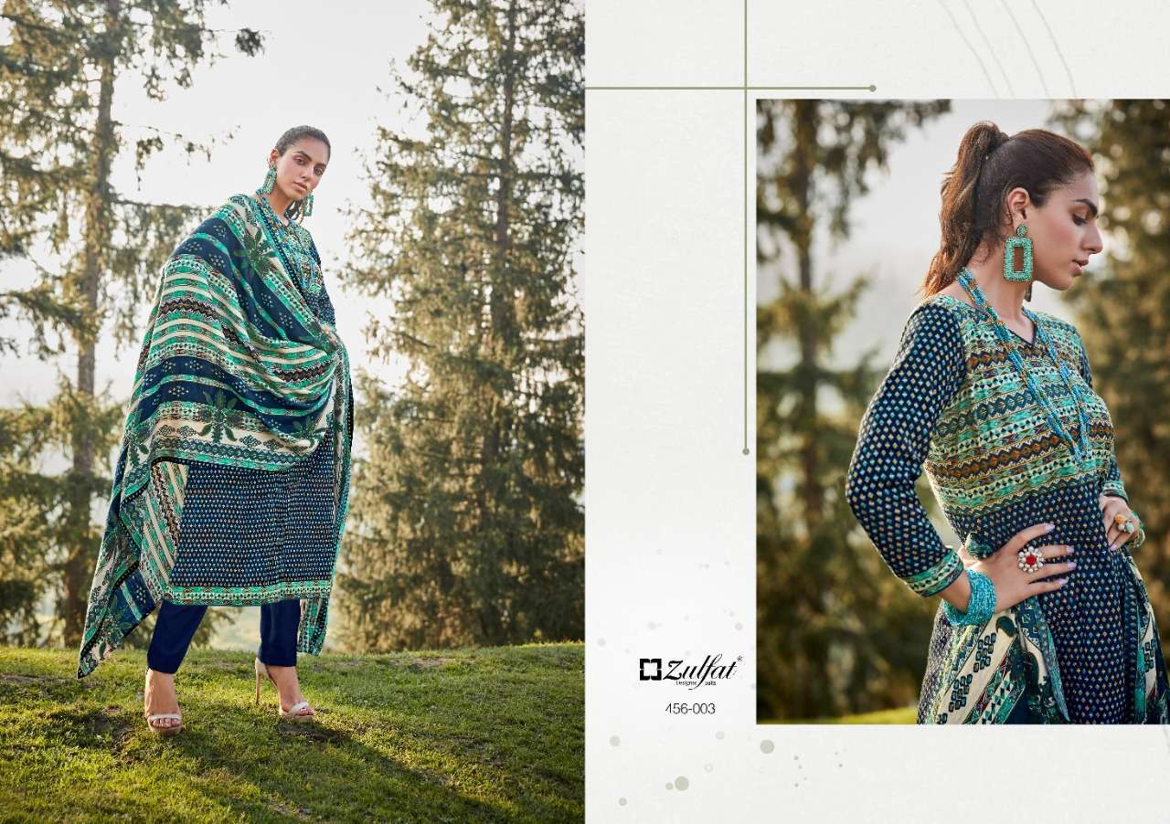 Winter Nova By Zulfat 456-001 To 456-010 Series Beautiful Festive Suits Colorful Stylish Fancy Casual Wear & Ethnic Wear Pure Pashmina Print With Embroidered Dresses At Wholesale Price